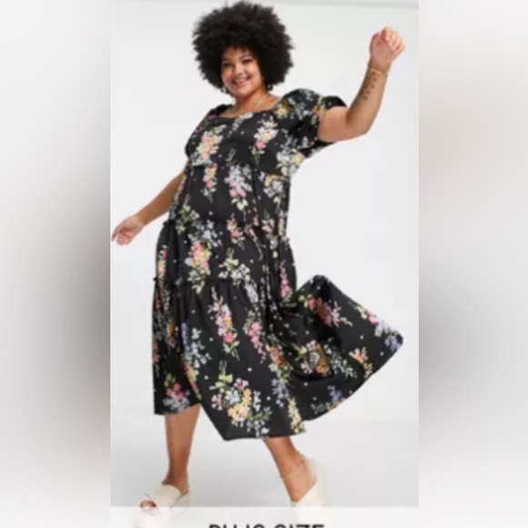 Simply Be satin midi smock dress with tiered hem. Size 18 - Picture 3 of 3